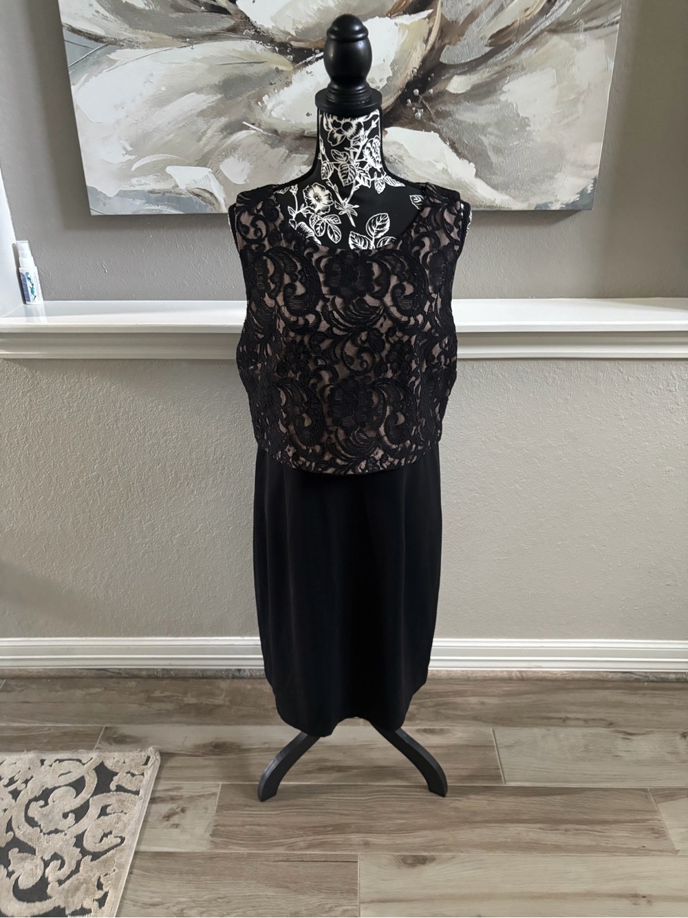 Ivanka Trump Black and Cream Lace Cocktail Dress